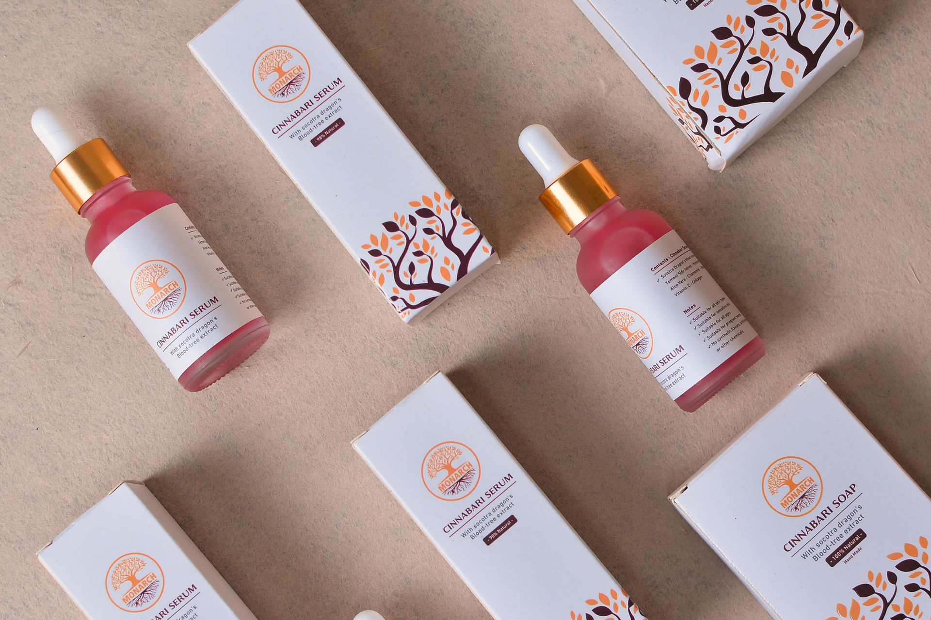 Printed cosmetic boxes with serum bottles